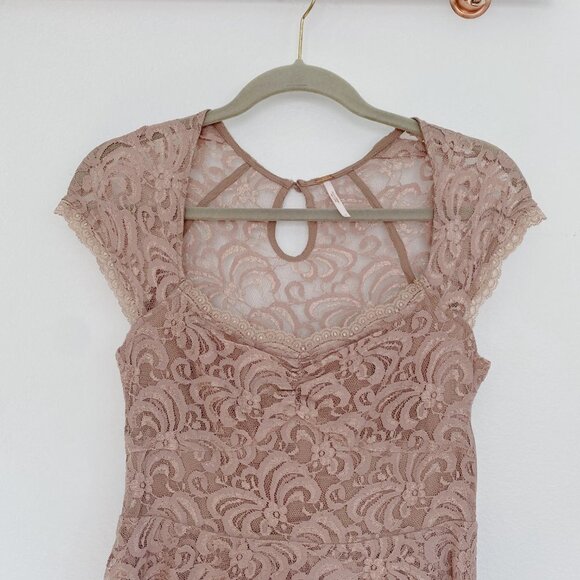 Free People Rock Candy Lace Dress in Taupe NWT Size 0 - Picture 3 of 5